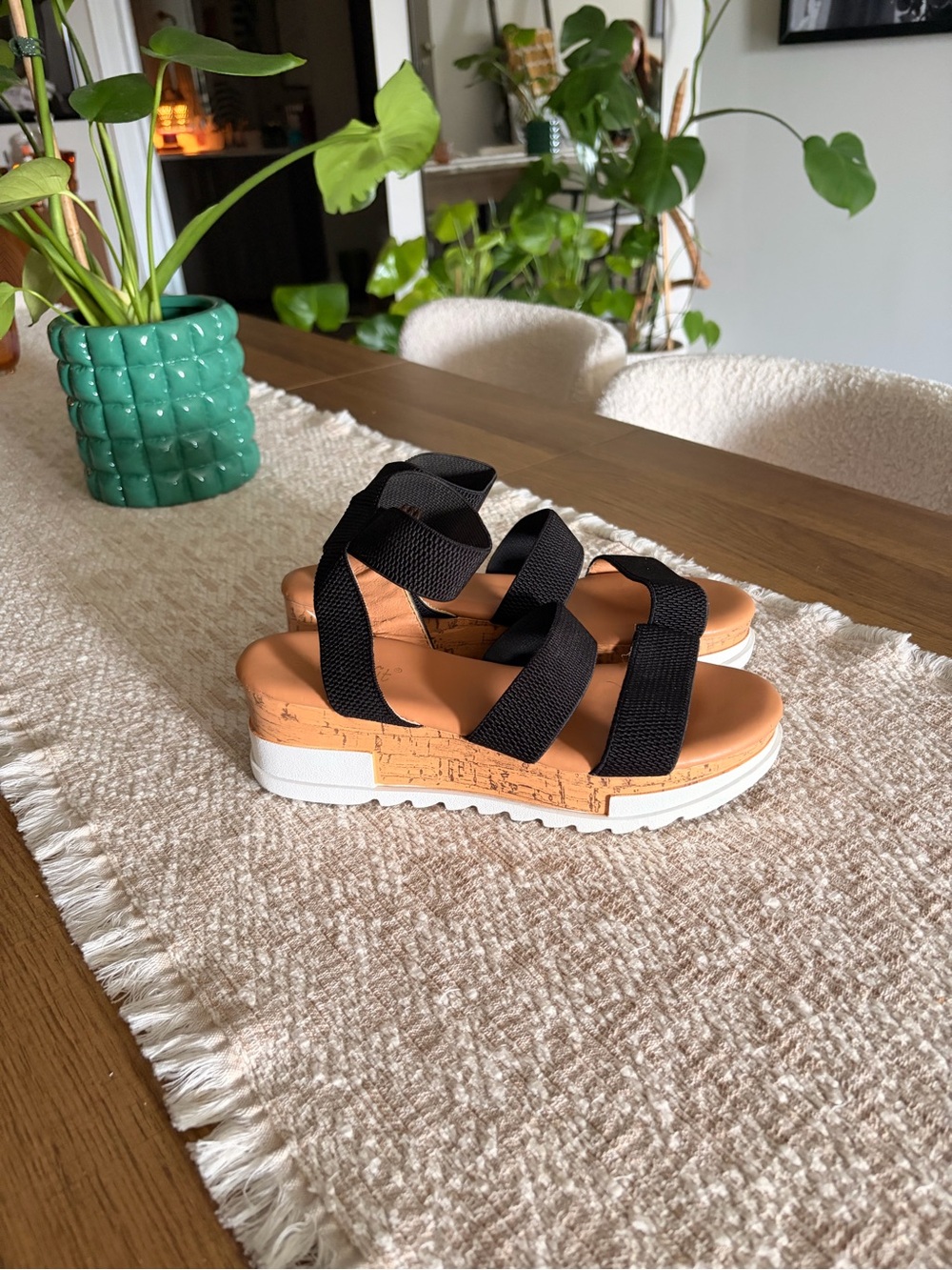 Athletic Black Strappy Platform Sandals - Picture 2 of 5